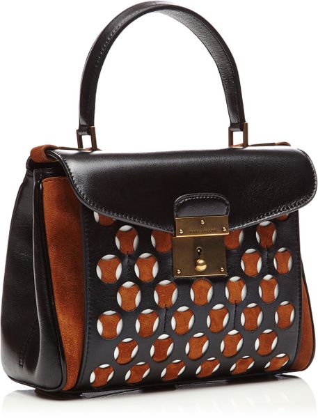 Marc Jacobs Mini Metropolitan Leather and Suede Perforated Bag in Brown ...