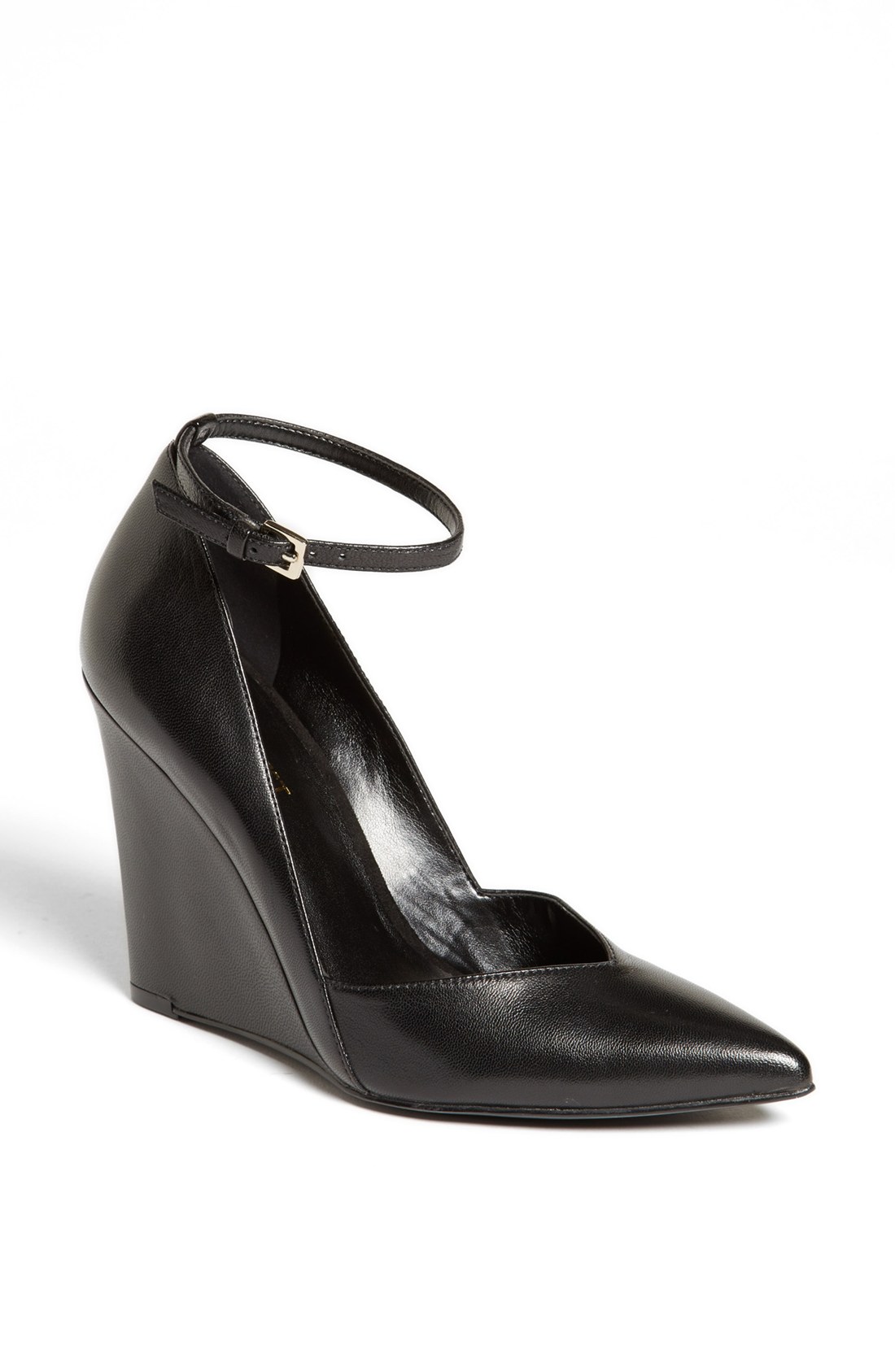 Nine West Eviee Leather Wedge Pump in Black (Black Leather) | Lyst