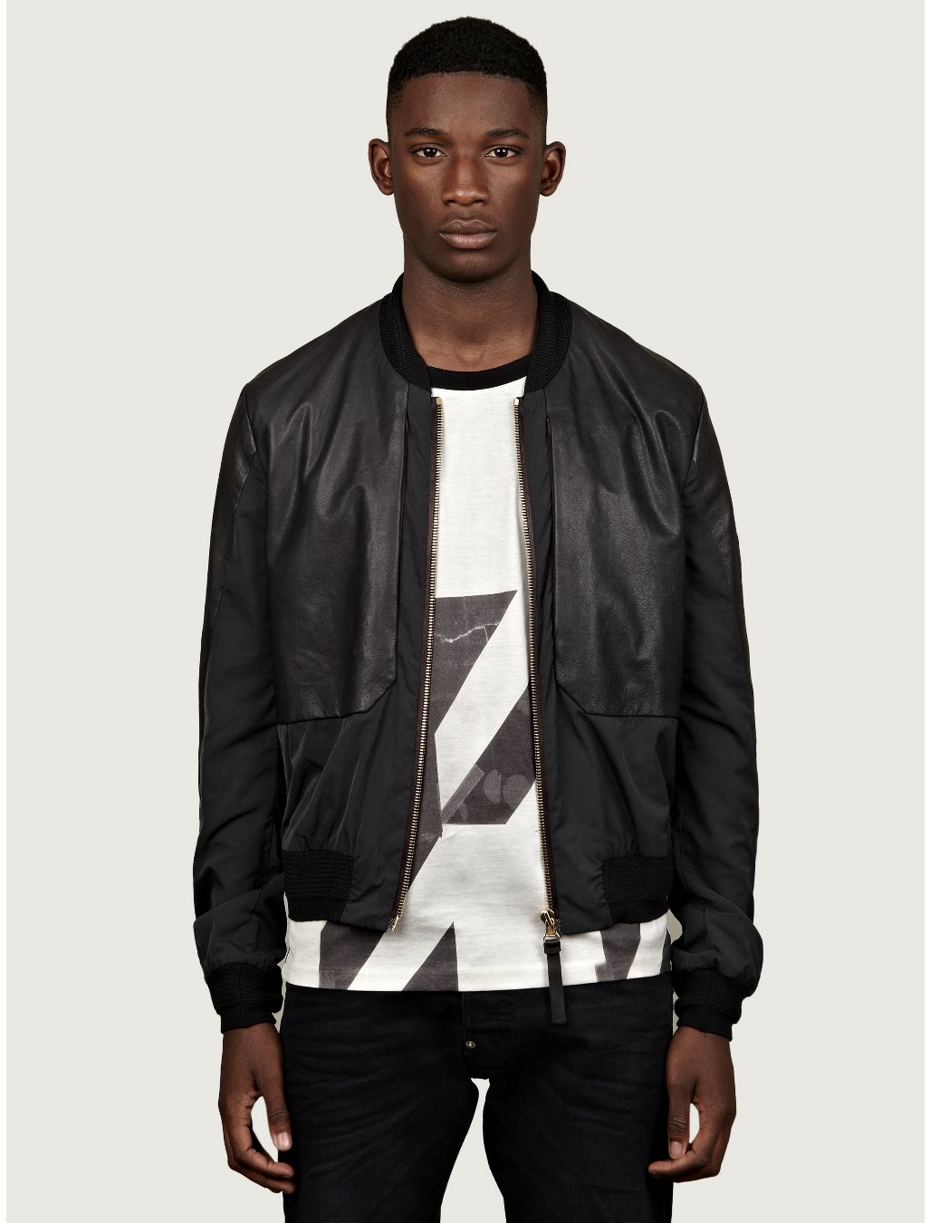 Paul Smith Mens Black Leather Panelled Bomber Jacket in Black for Men ...