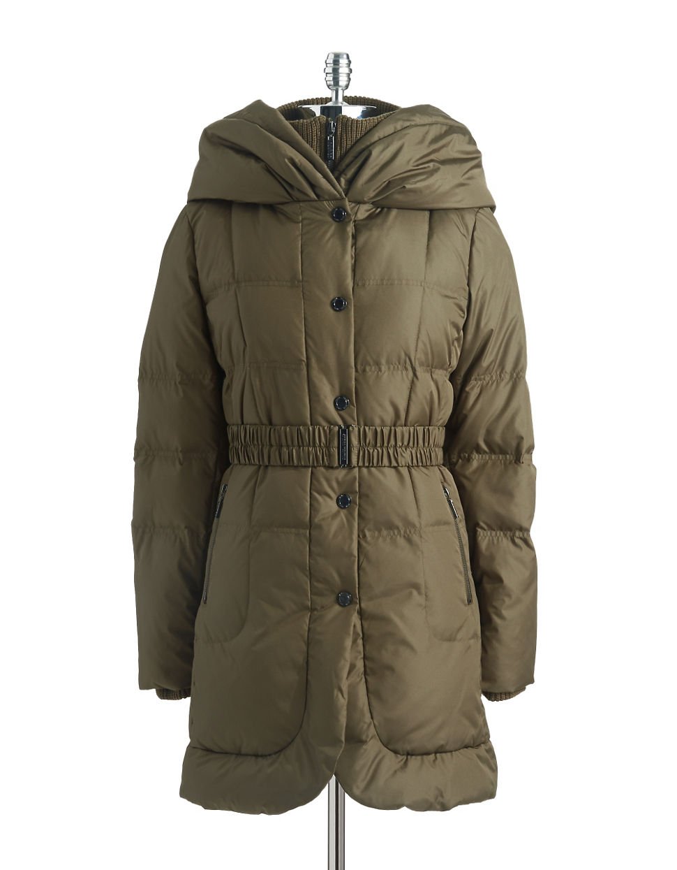 Ivanka Trump Hooded Puffer Jacket in Green (moss) | Lyst