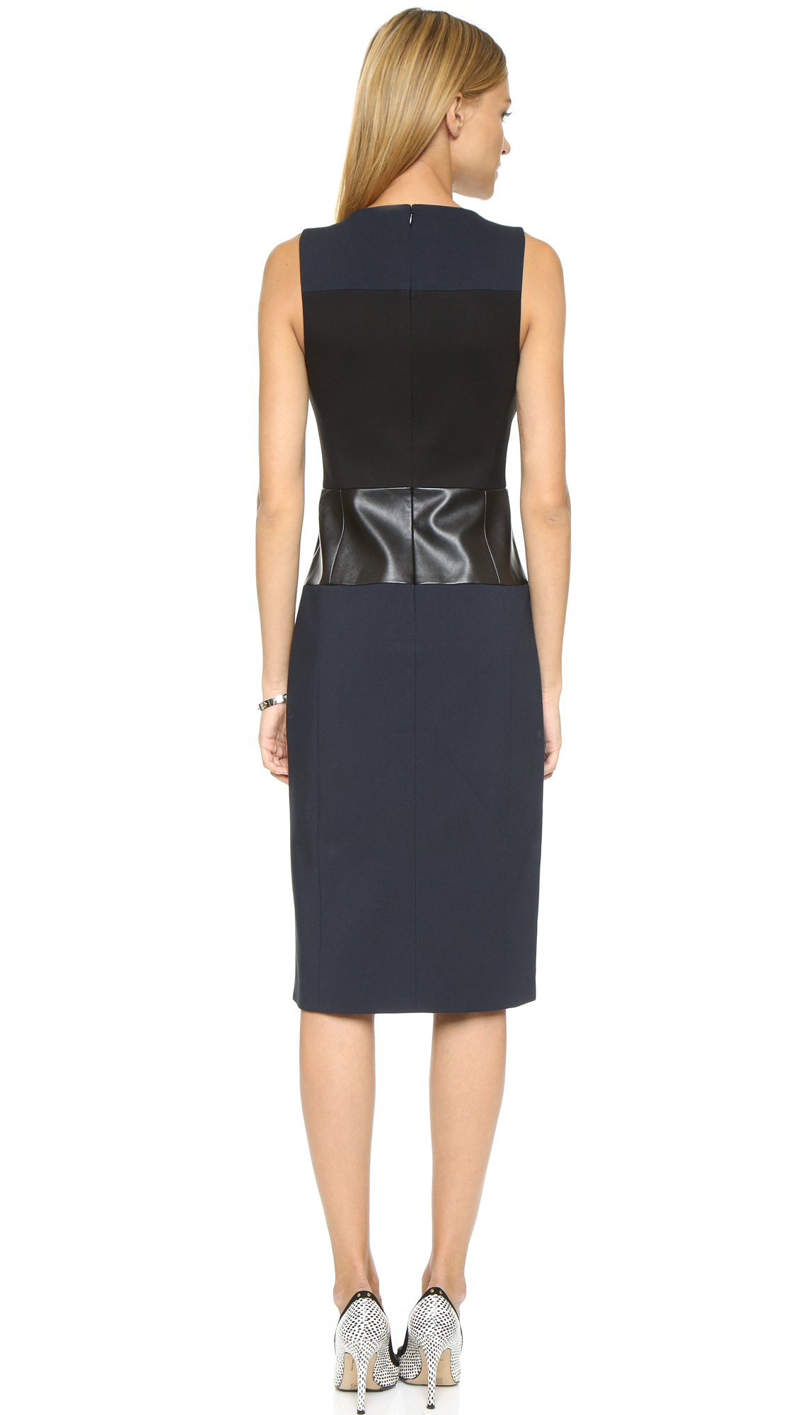 4.collective Sleeveless Fitted Midi Dress - Black/navy ...