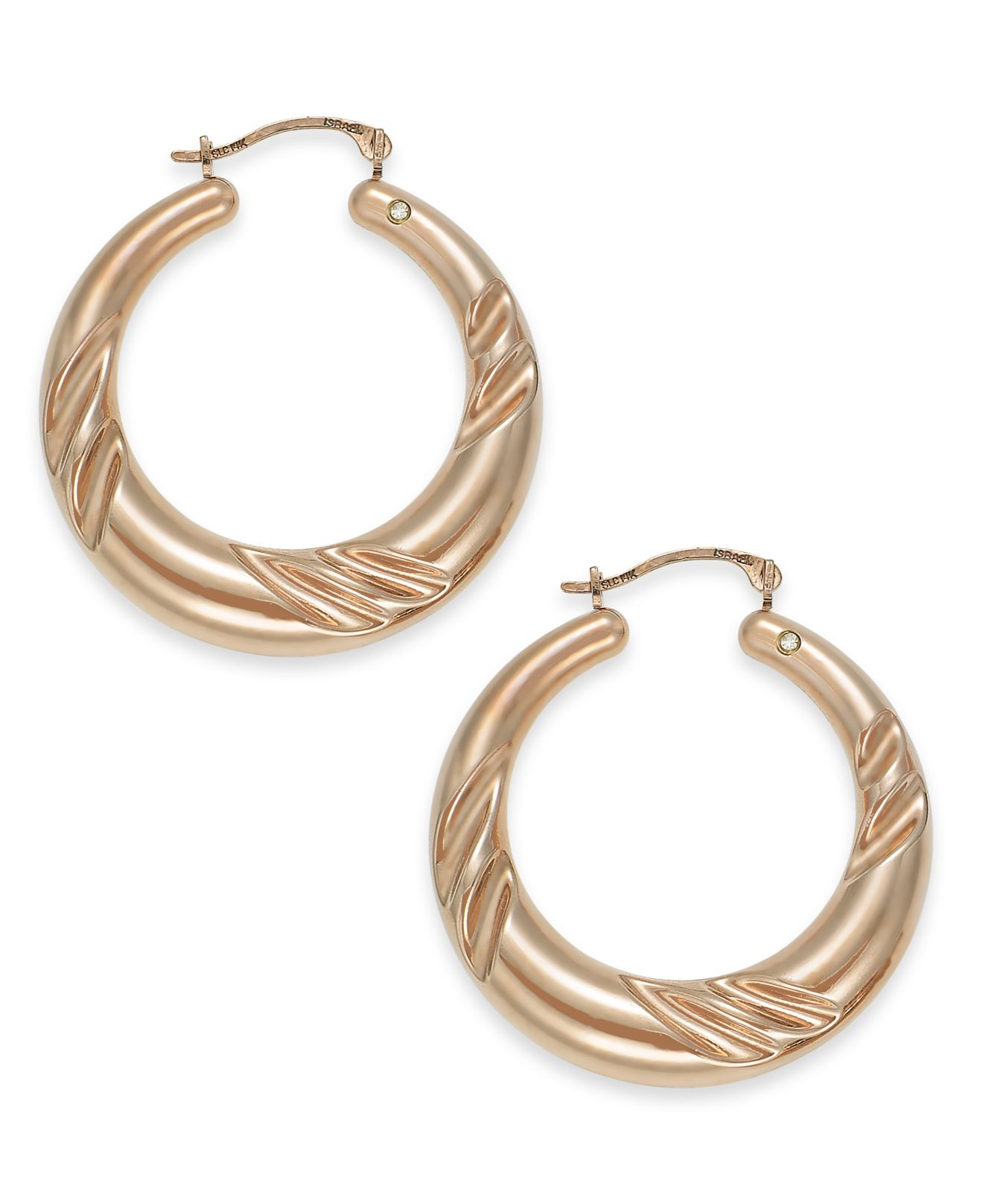 Signature gold Graduated Swirl Hoop Earrings In 14k Rose Gold Over