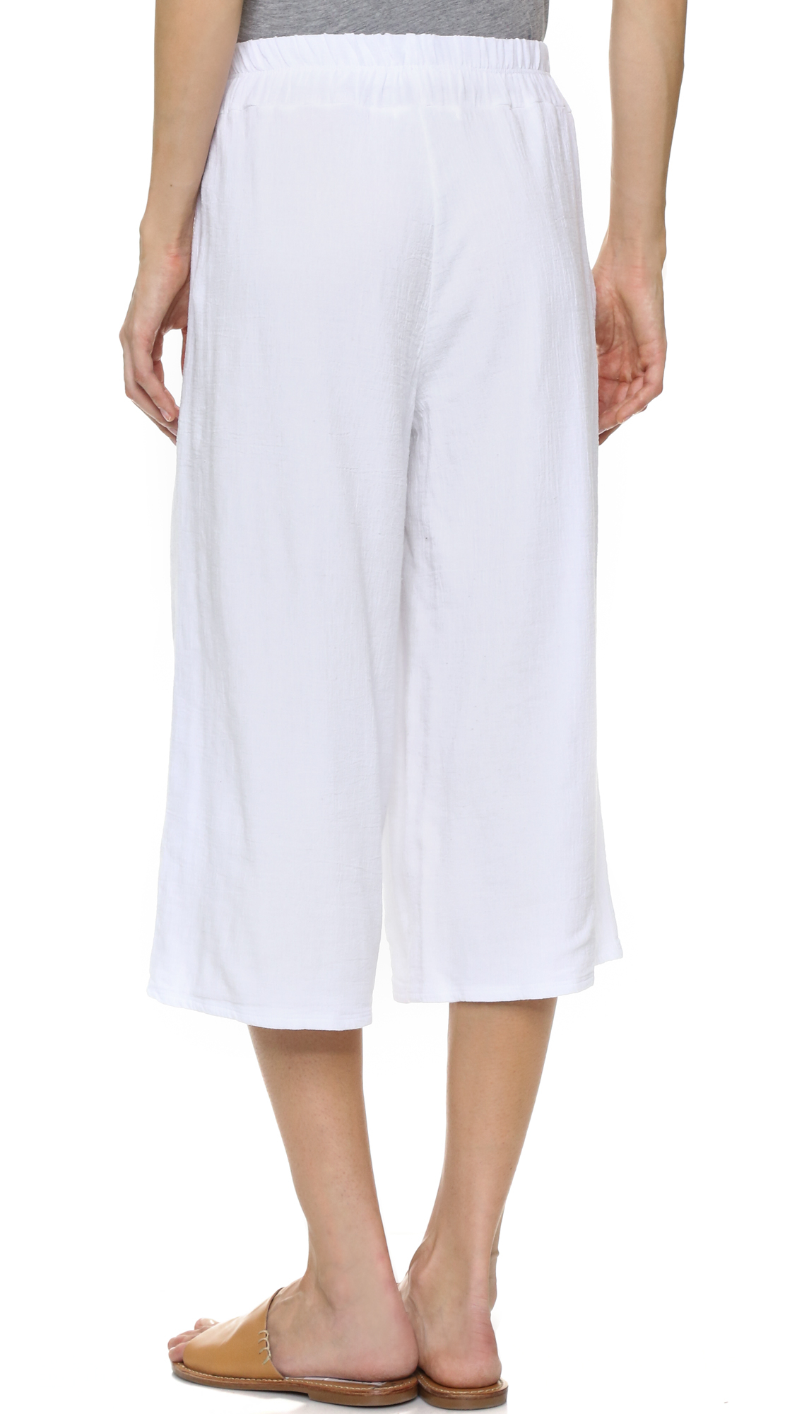 white gauze palazzo pants