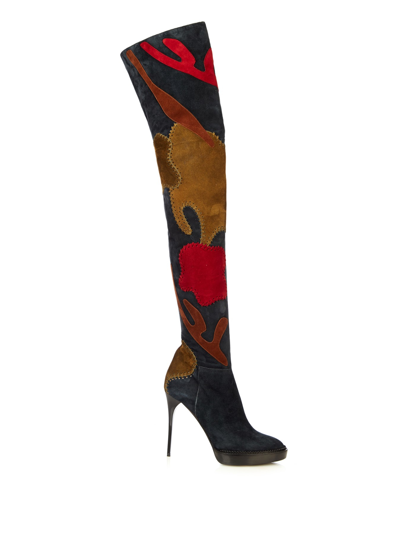 Lyst - Burberry Prorsum Allison Over-the-knee Patchwork Boot in Blue