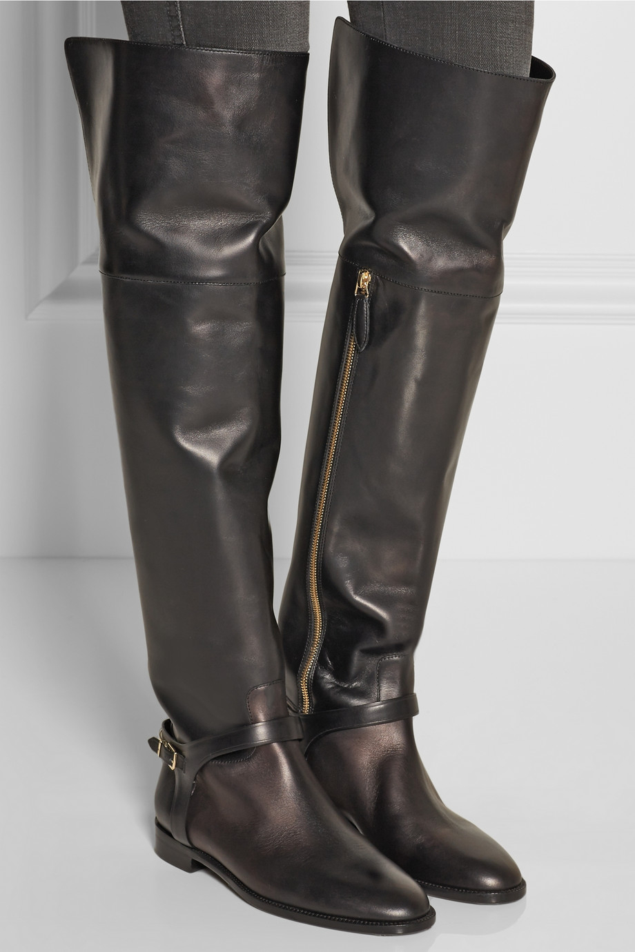 Lyst - Burberry Leather Over-The-Knee Boots in Black