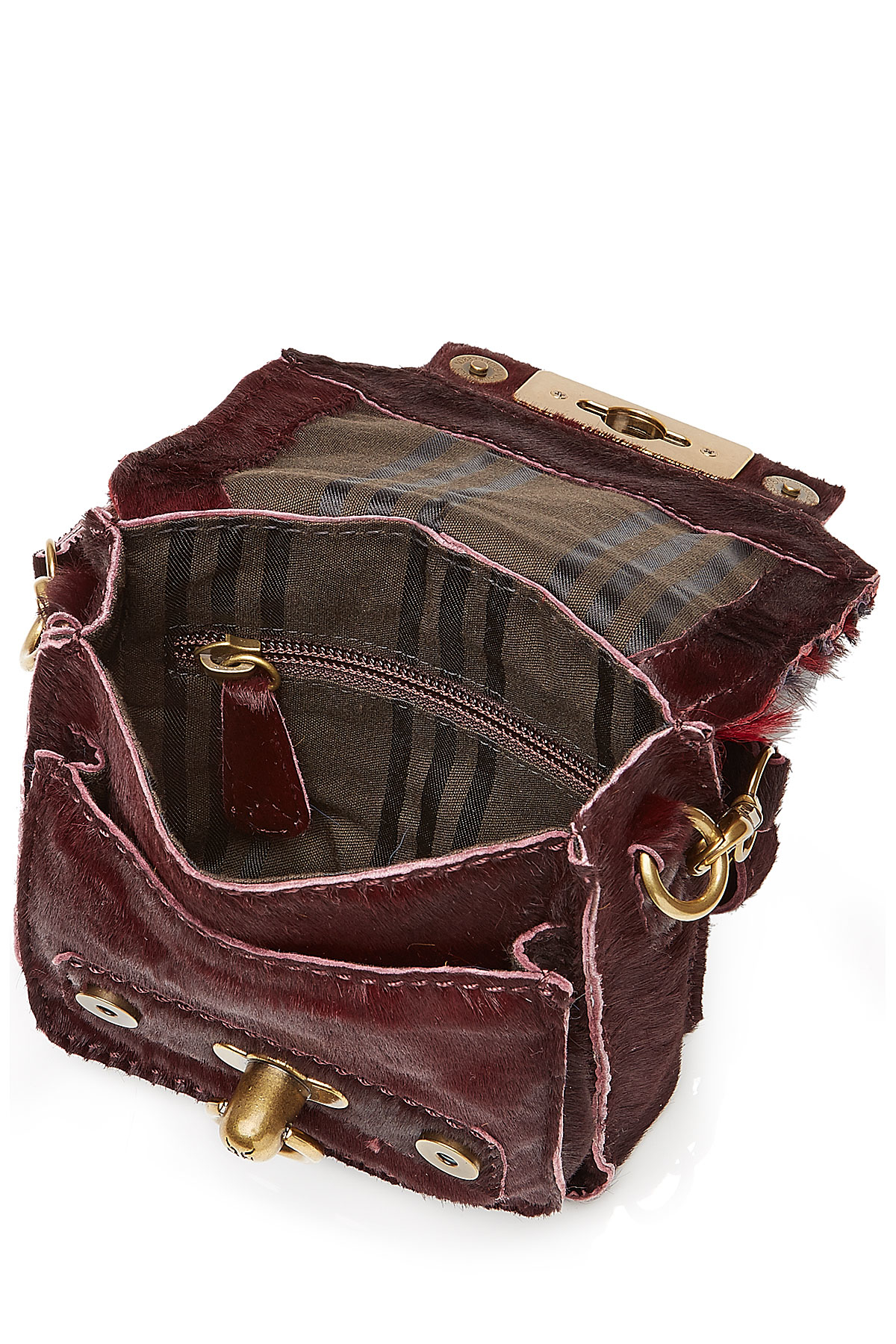 Lyst Anna Sui Leather Shoulder Bag With Fur Red In Gallery