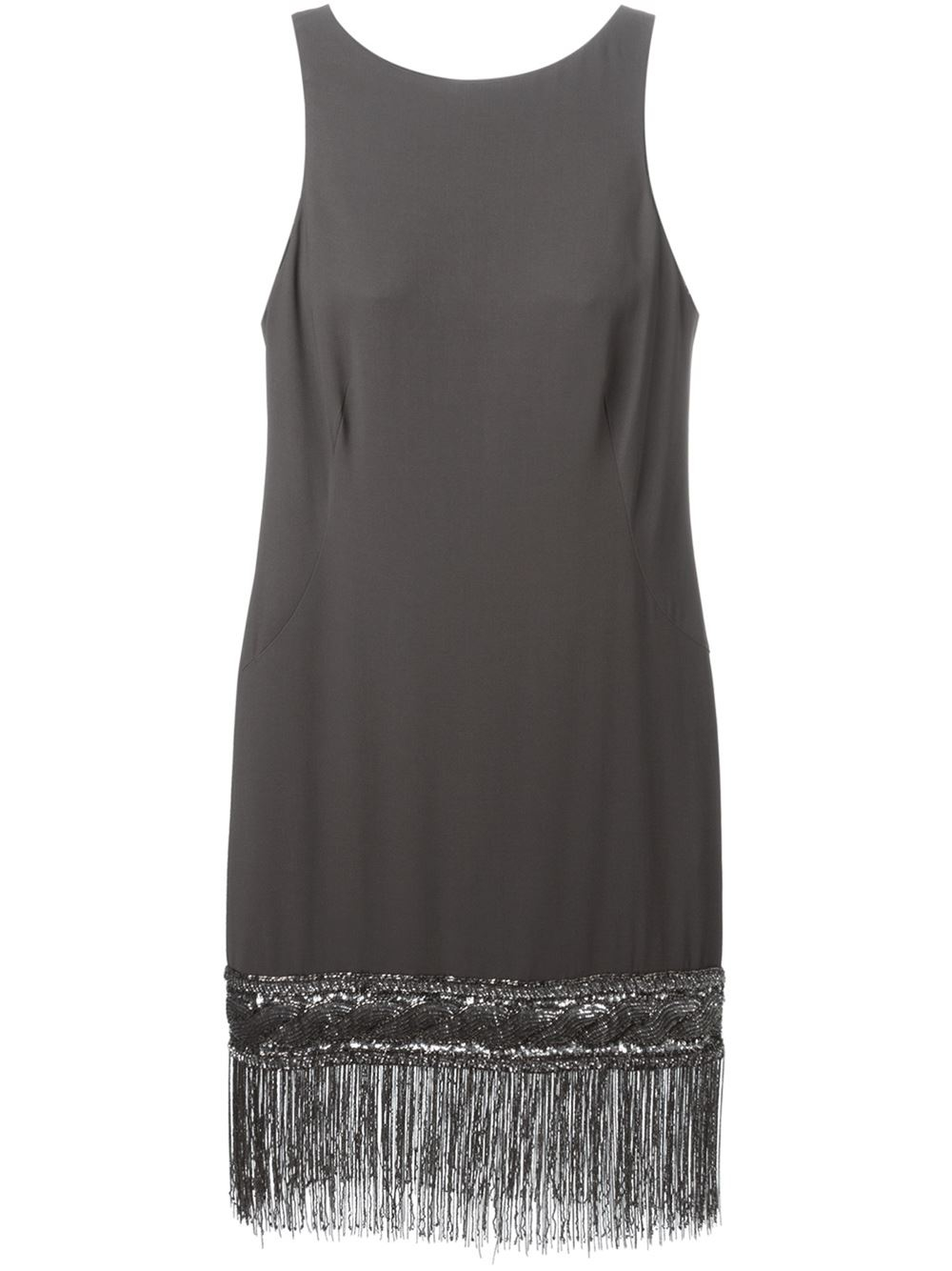 Sleeveless Dress with Fringed Hem