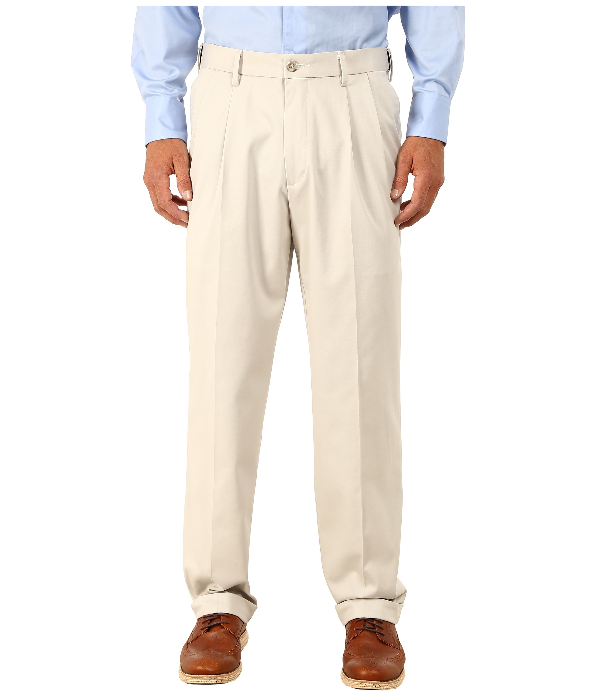 Dockers Comfort Khaki Stretch Relaxed Fit Pleated in White for Men | Lyst