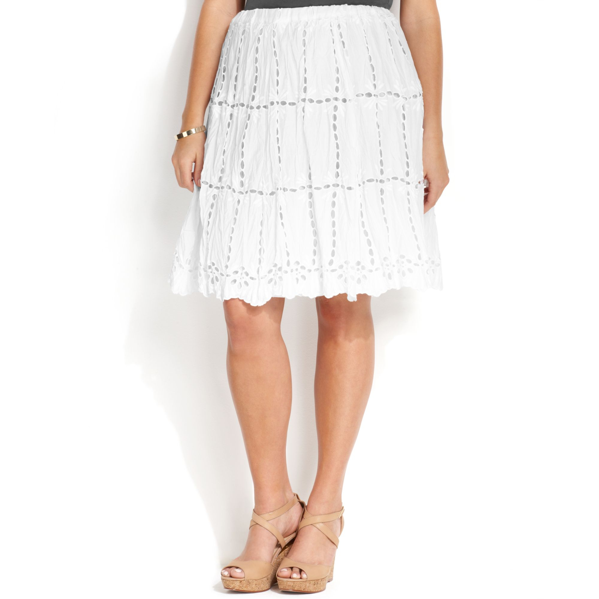 Inc International Concepts Plus Size Eyelet Aline Skirt in White | Lyst