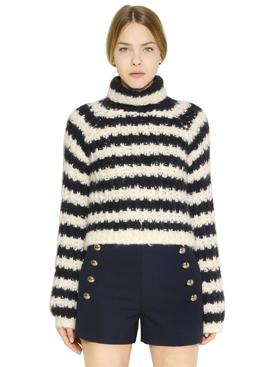 Chloe Striped Hand-knit Jumper in Blue Lyst