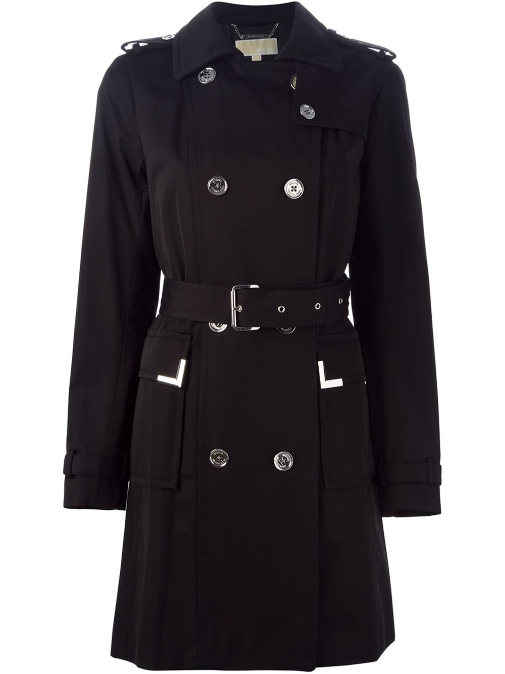 Lyst - Michael Michael Kors Belted Trench Coat in Black