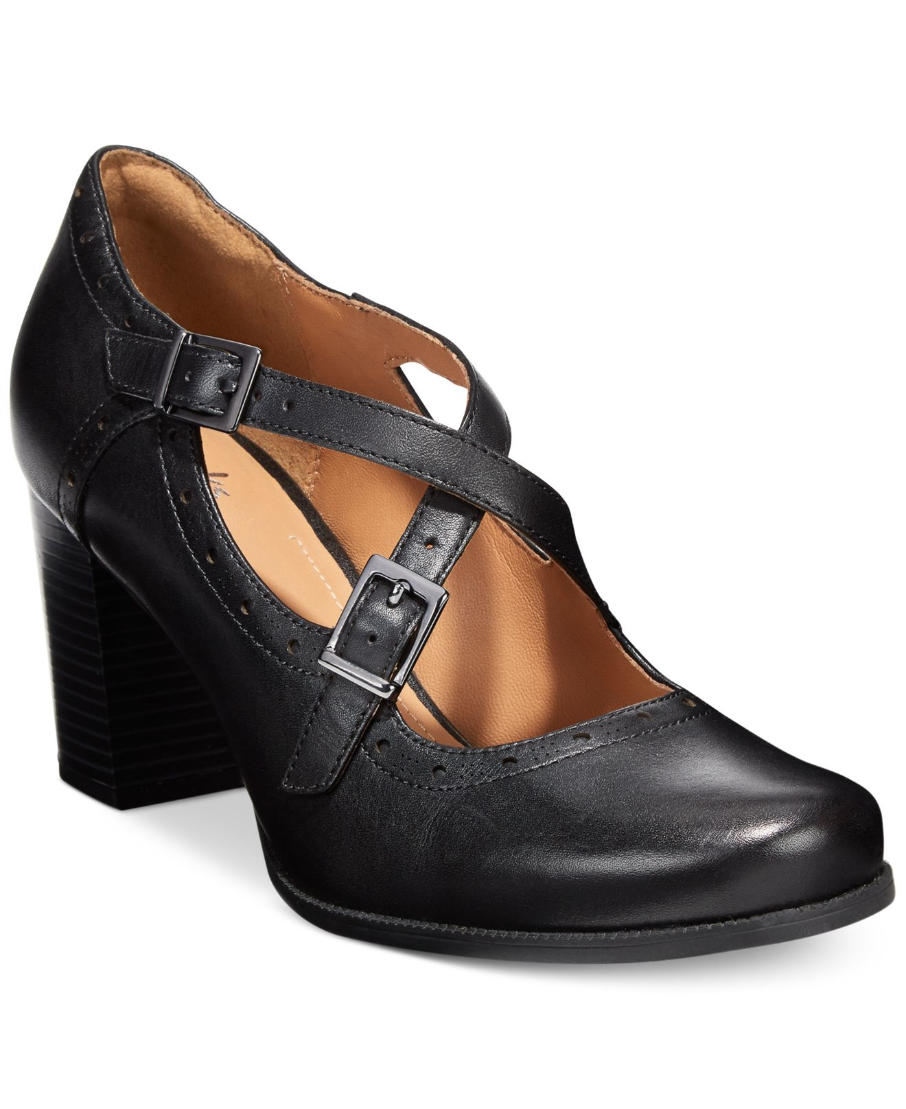 clarks pumps with strap
