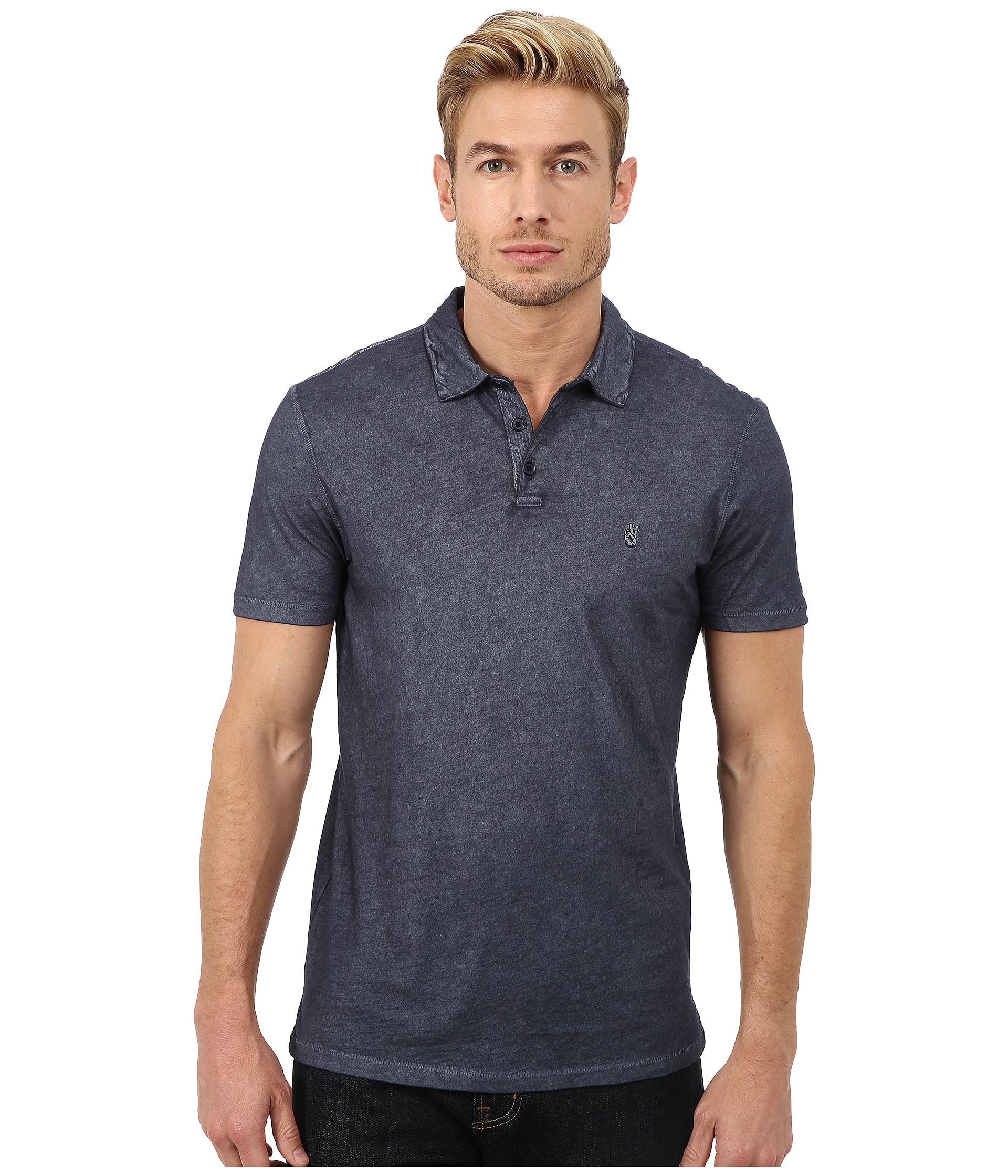 John varvatos Soft Collar Peace Polo With Contrast Stitching And Peace ...