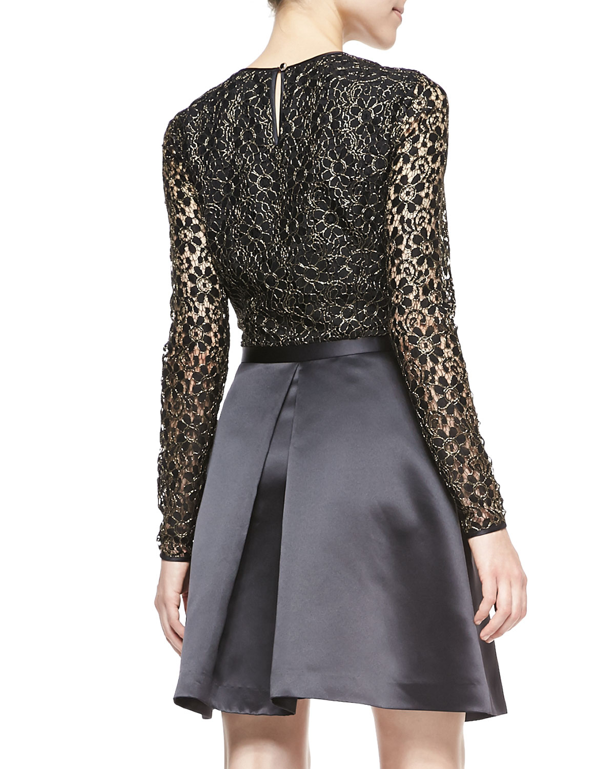 Ted baker Freeya Long-Sleeve Lace-Top Cocktail Dress in Black | Lyst