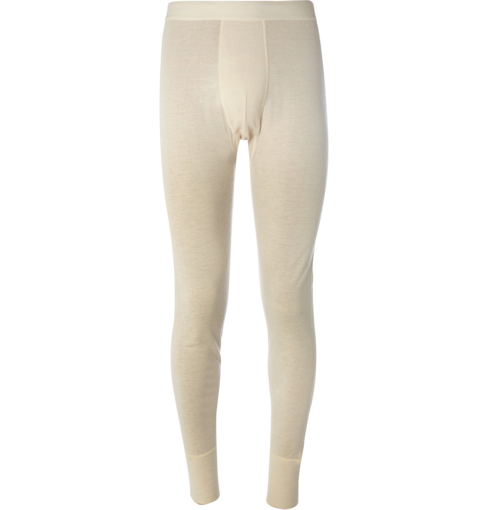 Sunspel Wool And Silk Blend Thermal Long Johns In White For Men Lyst 