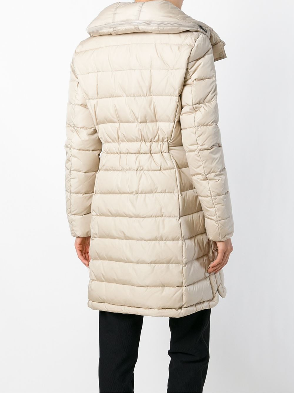 moncler flammette high-neck puffer coat beige moncler flammette high-neck puffer coat beige
