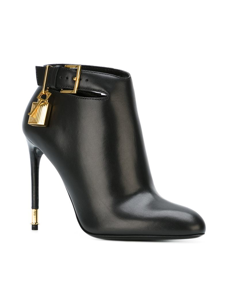 Lyst - Tom Ford Padlock Charm Stiletto Boots in Black