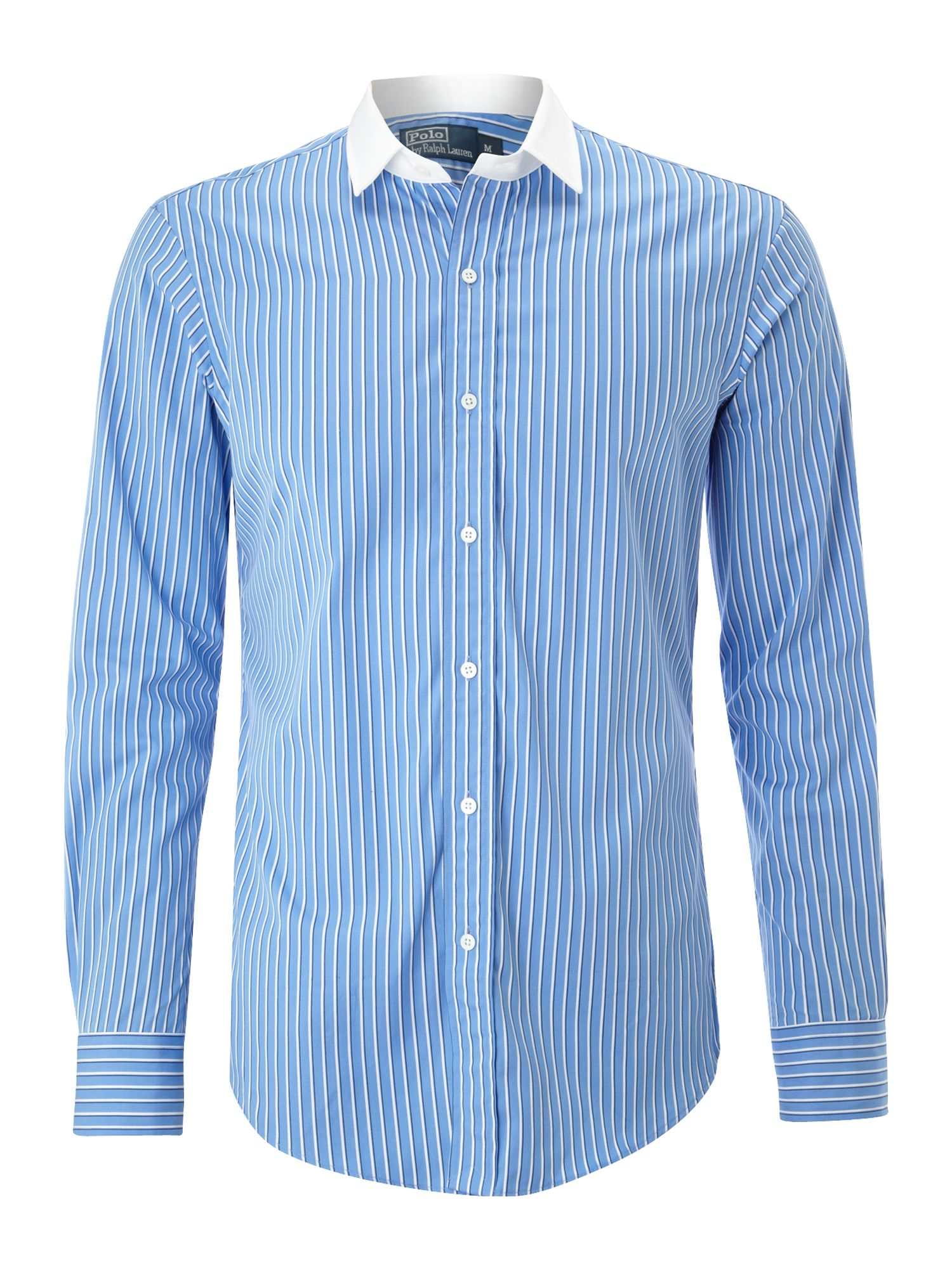 Polo Ralph Lauren Long Sleeved Striped White Collared Shirt in Blue for ...