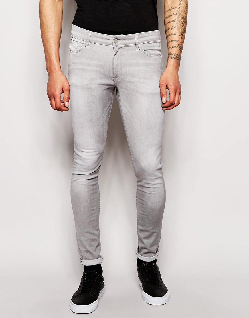 Asos Extreme Super Skinny Jeans In Light Gray In Gray For Men Lyst 2345