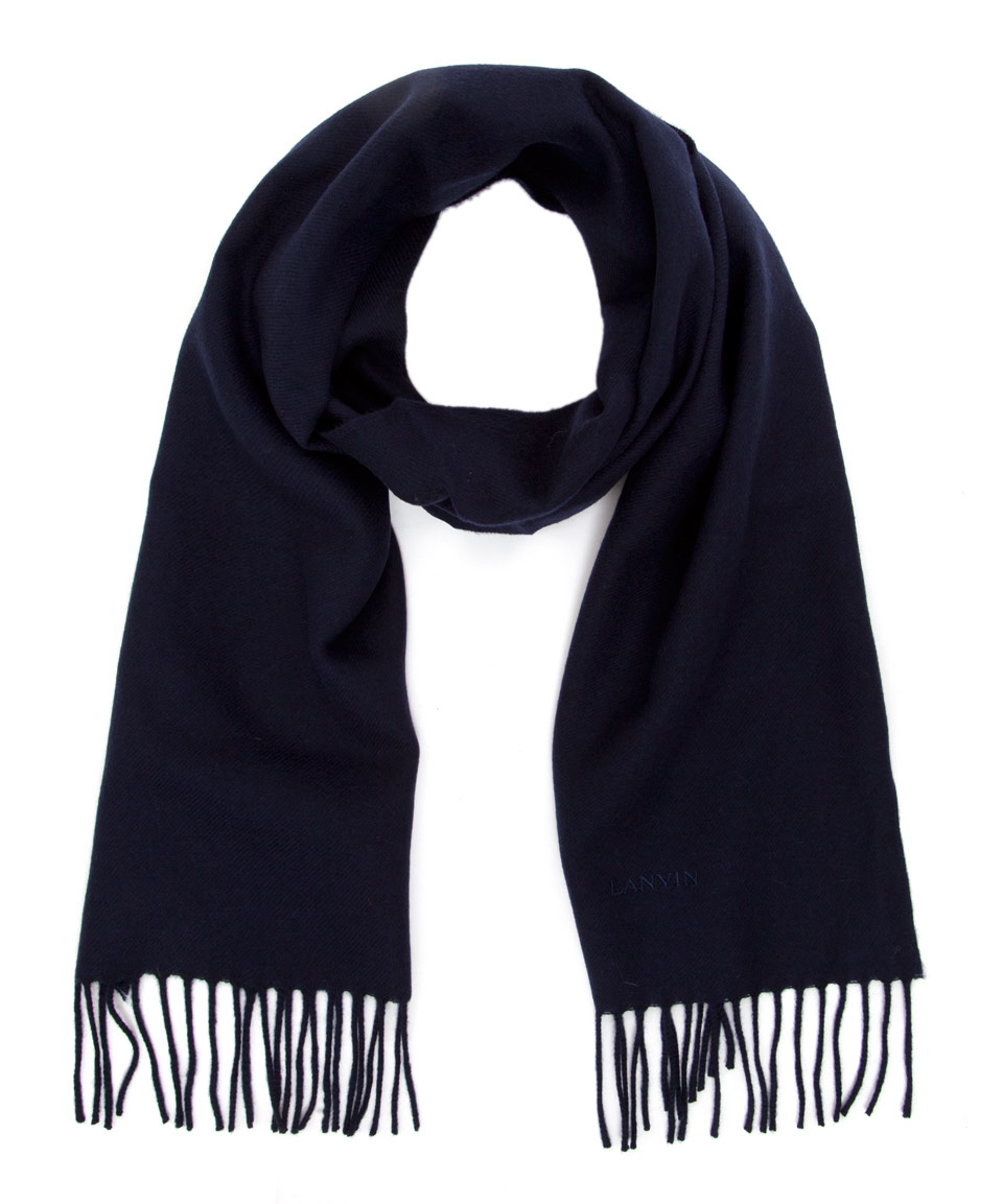 Lyst - Lanvin Navy Tassel Wool Scarf in Blue for Men Gallery