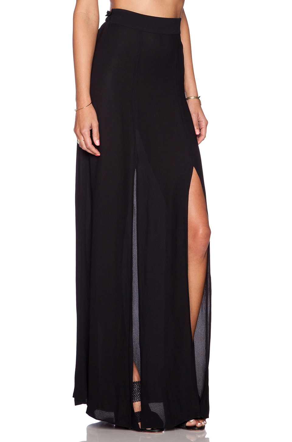 plus size double slit maxi skirt