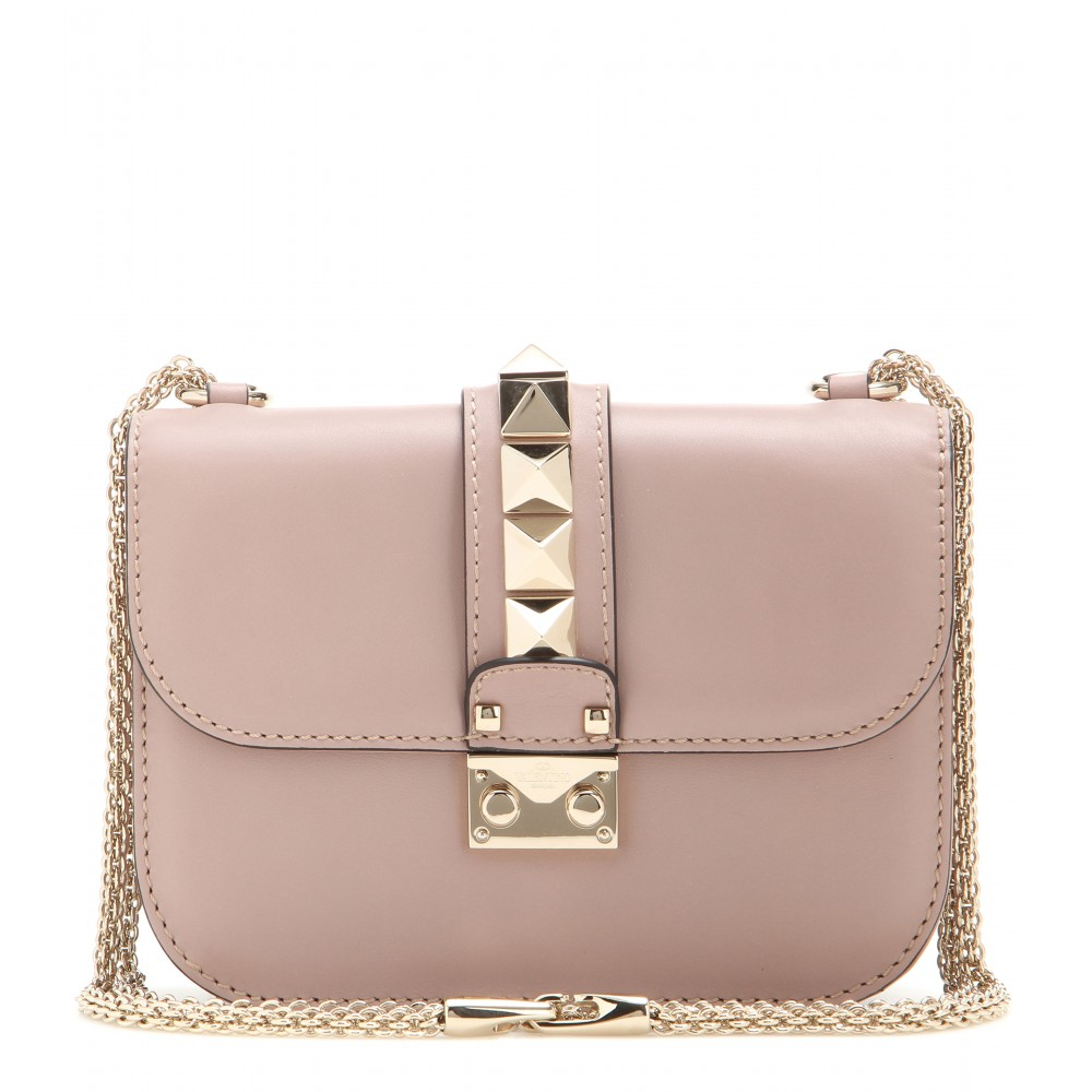 Valentino Lock Small Leather Shoulder Bag in Natural | Lyst