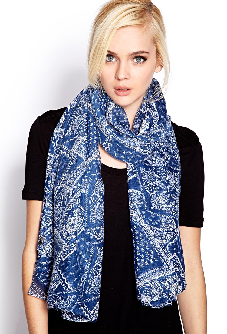 Lyst Forever 21 Cool Bandana Print Scarf in Blue