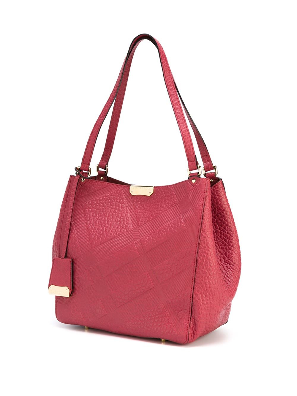 Burberry Leather Embossed Check Tote in Pink & Purple (Pink) - Lyst