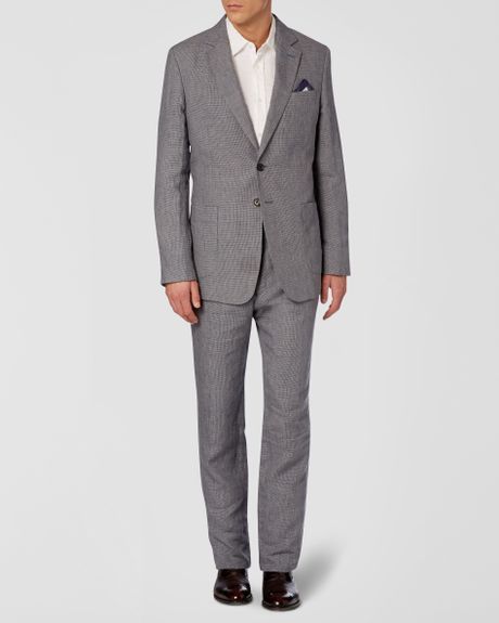 Jaeger Irish Linen Puppytooth Suit Jacket in Blue for Men | Lyst