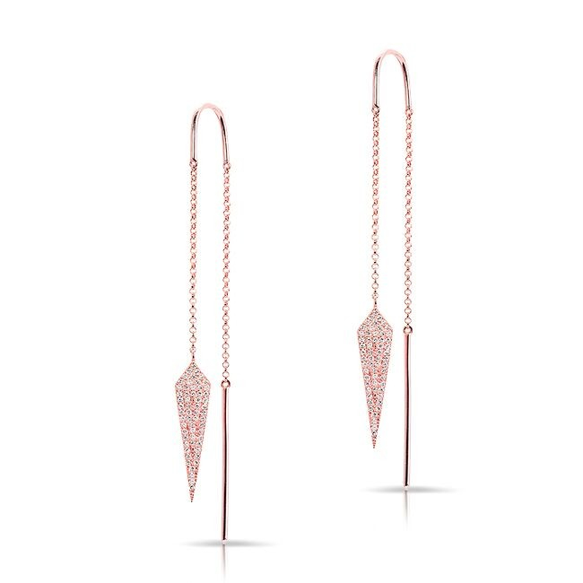Lyst Anne Sisteron 14kt Rose Gold Diamond Shield Threader Earrings Gallery