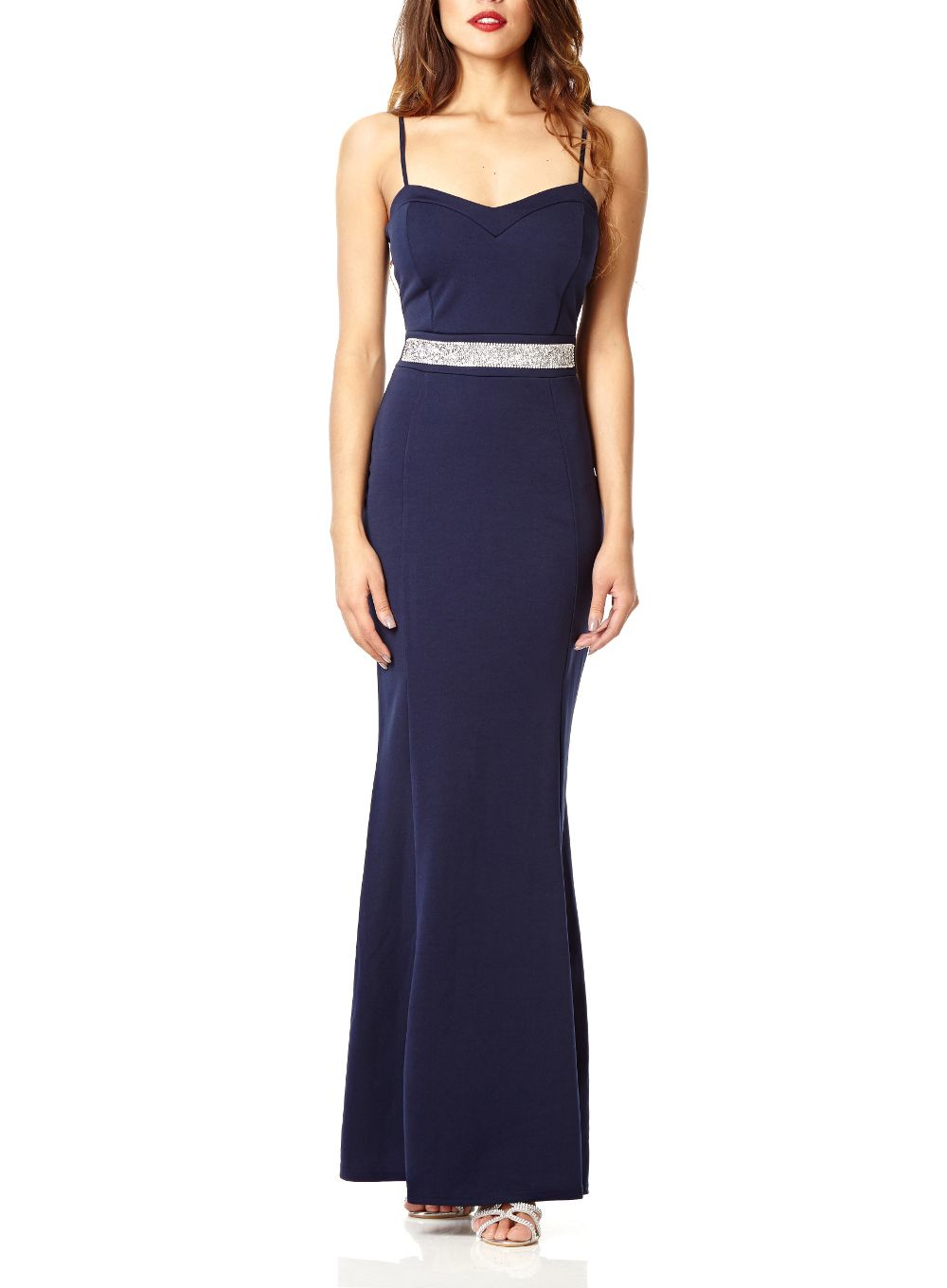 Quiz Navy Sweetheart Maxi Dress in Blue Lyst