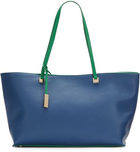 Ivanka Trump Julie Pebbled Faux Leather Tote Bag in Green (navy green ...