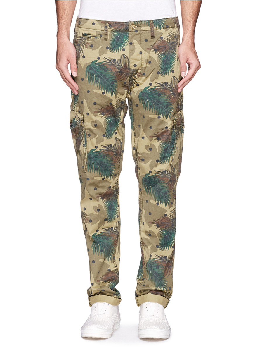 leaf print cargo pants