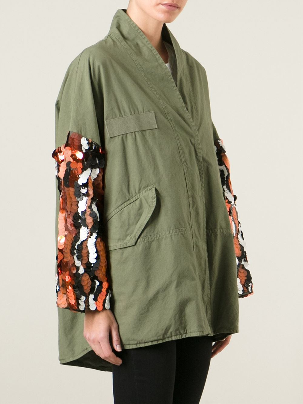 Lyst - Mr & Mrs Italy Sequin Sleeve Military Jacket in Green