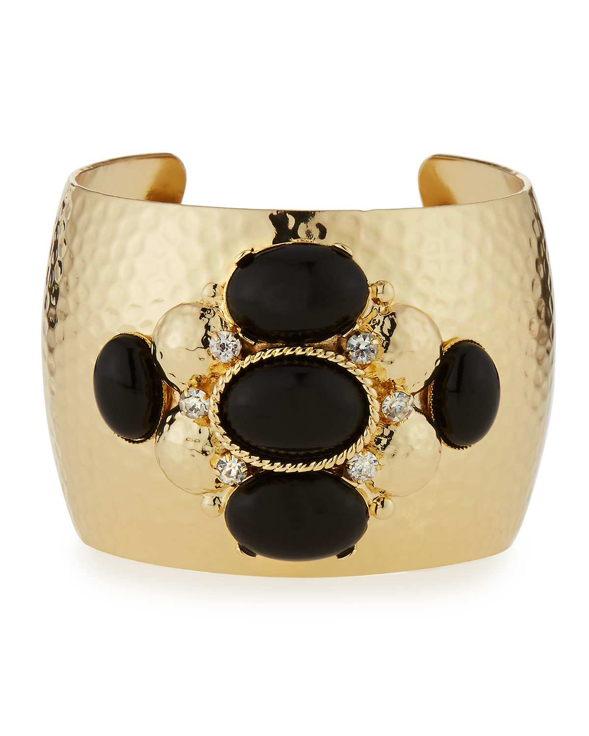 Lyst R J Graziano Crystal Cabochon Cuff Bracelet In Black Gallery