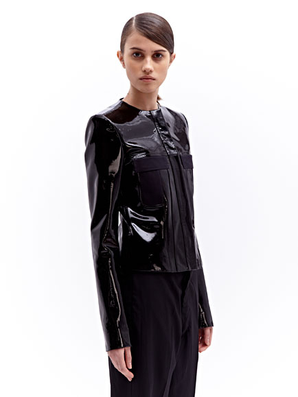 Paco Rabanne Womens Patent Leather Jacket In Black Lyst