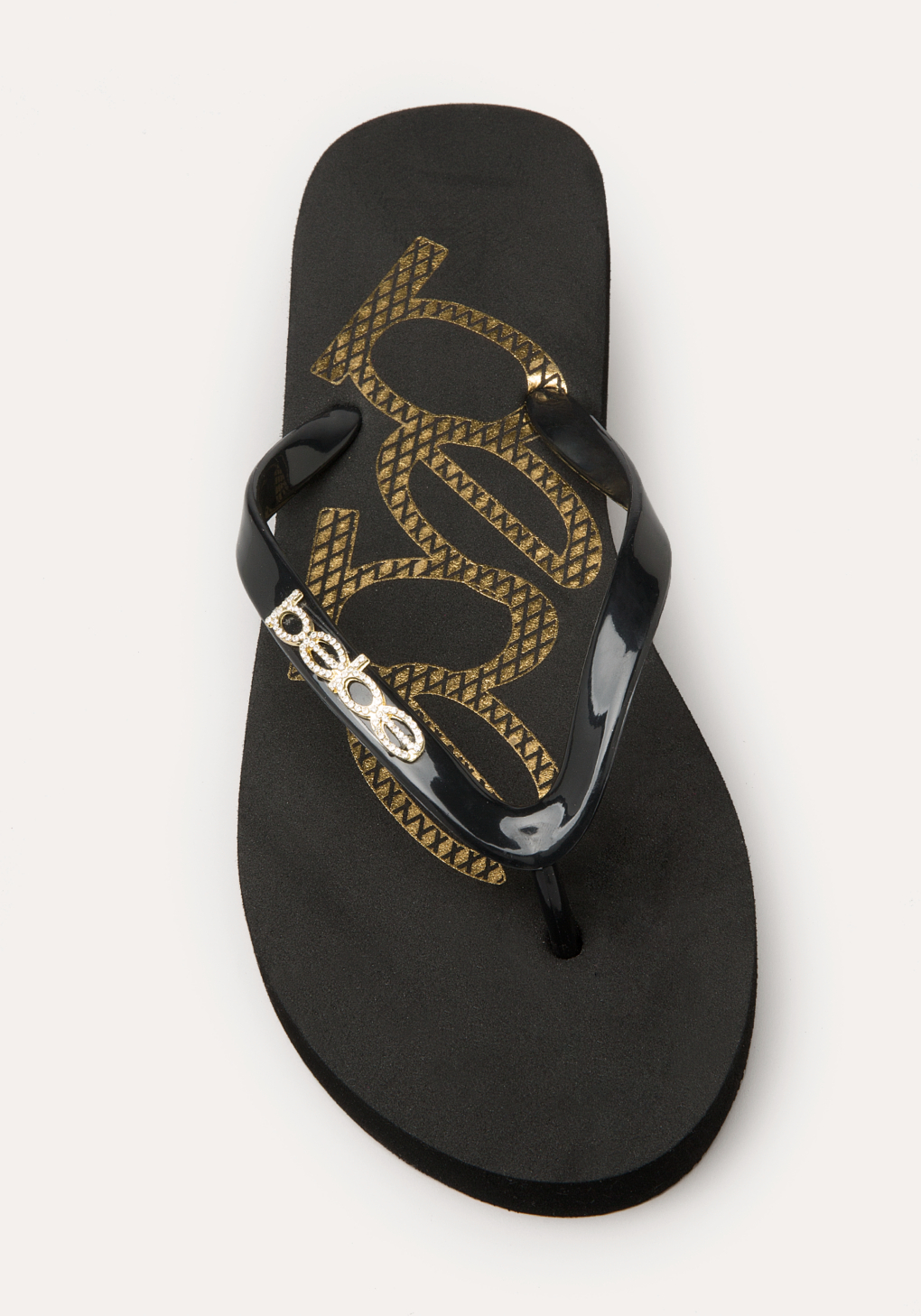 Lyst - Bebe Logo Repeat Low Flip Flops in Black