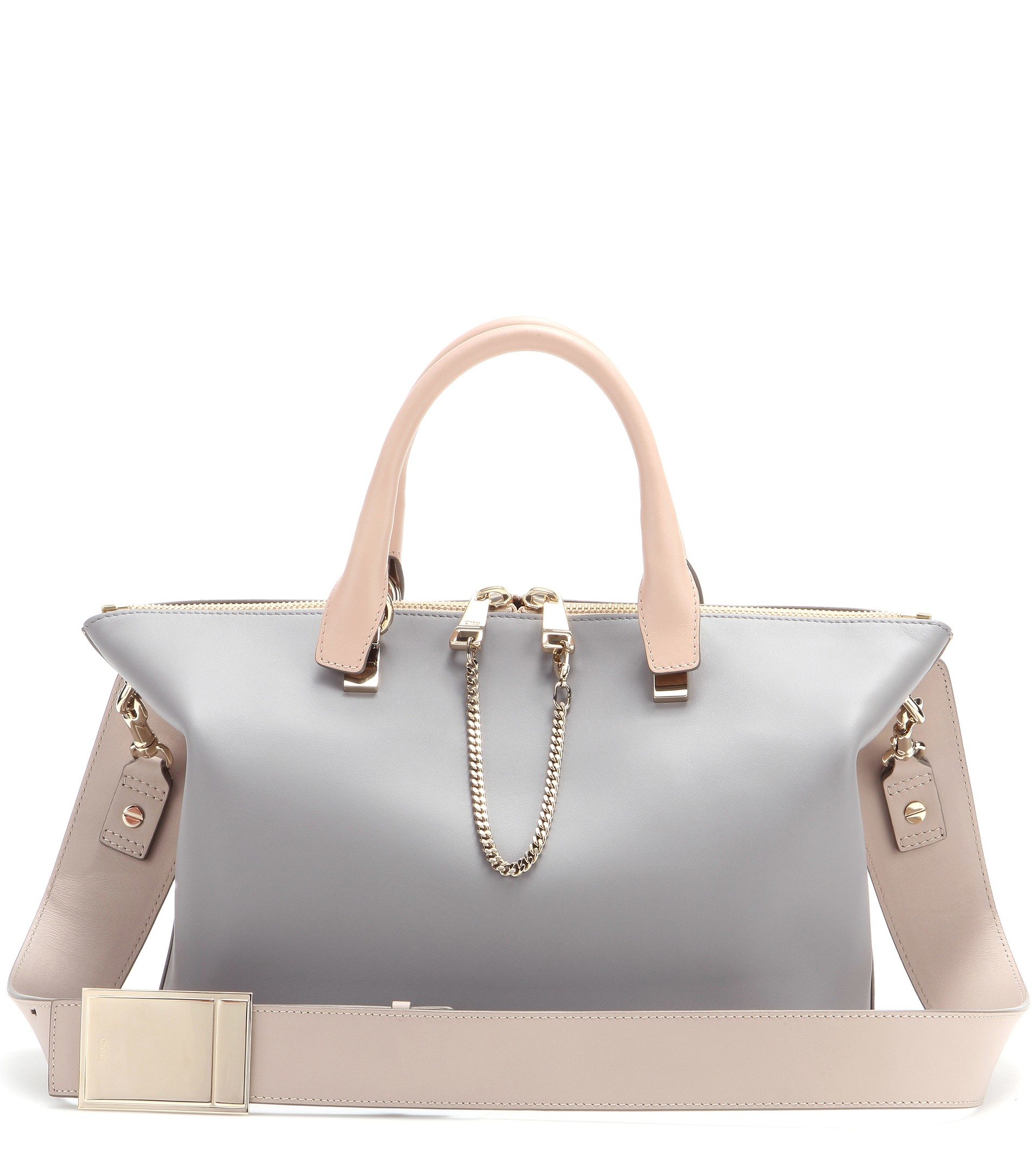 Chlo Baylee Medium Leather Tote in Gray (Cashmere Grey/Rope Beige ...