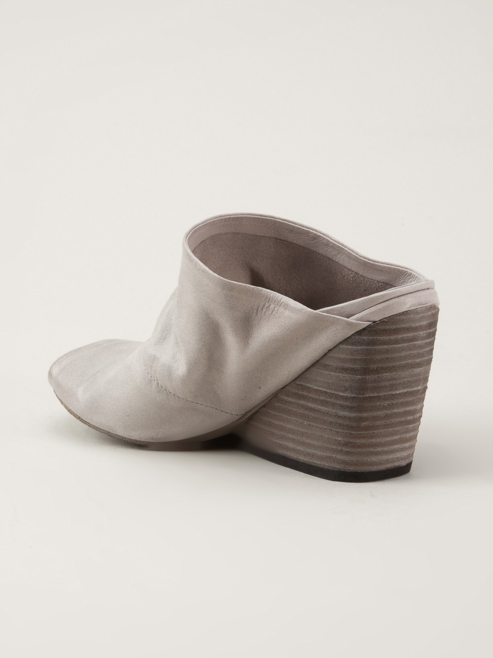 grey leather mules