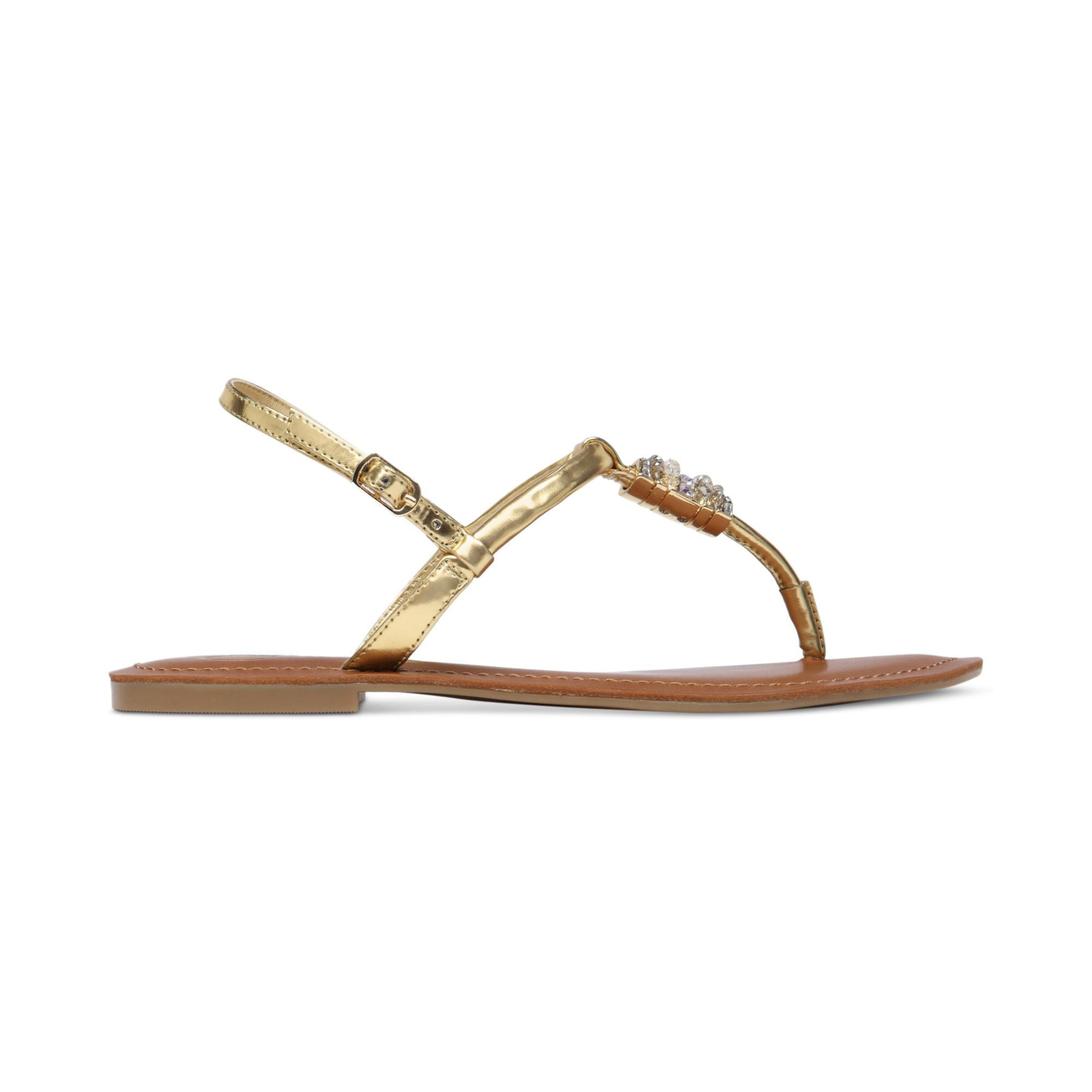 Jessica Simpson Regattah Flat Thong Sandals in Gold (Gold Metallic) | Lyst