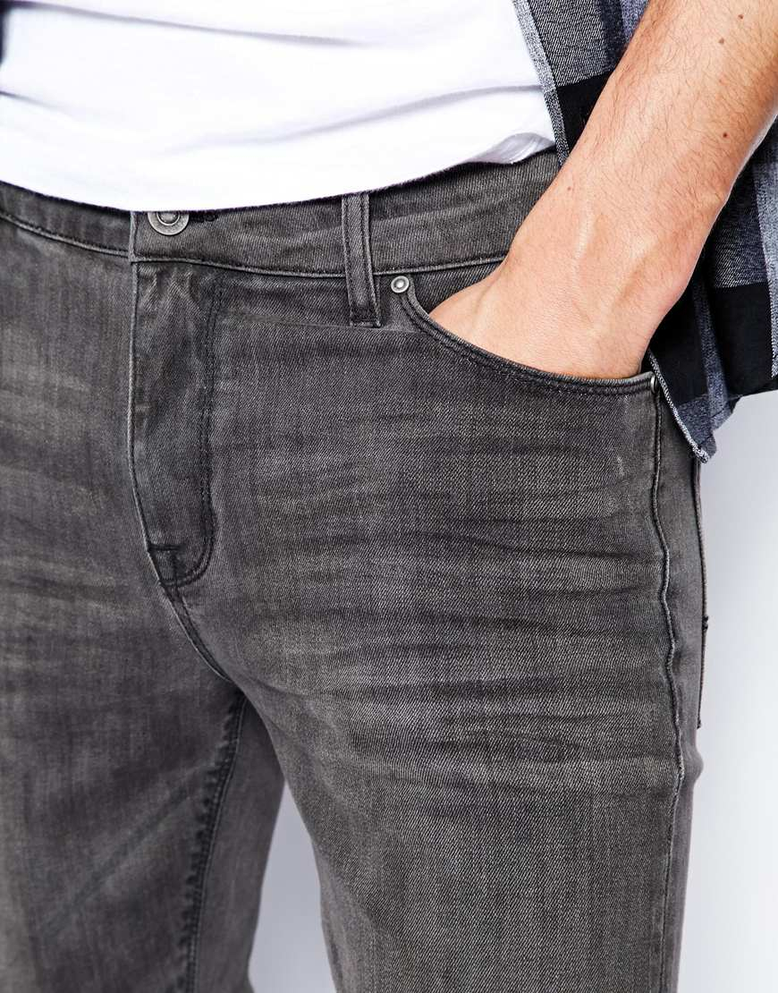 Lyst - ASOS Super Skinny Jeans In Dark Grey Wash in Gray for Men