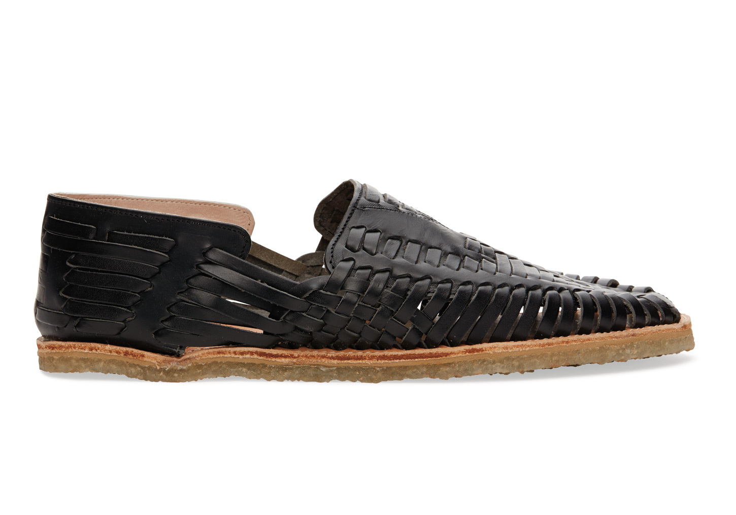 Toms Huarache Woven Leather Loafers In Black For Men Lyst