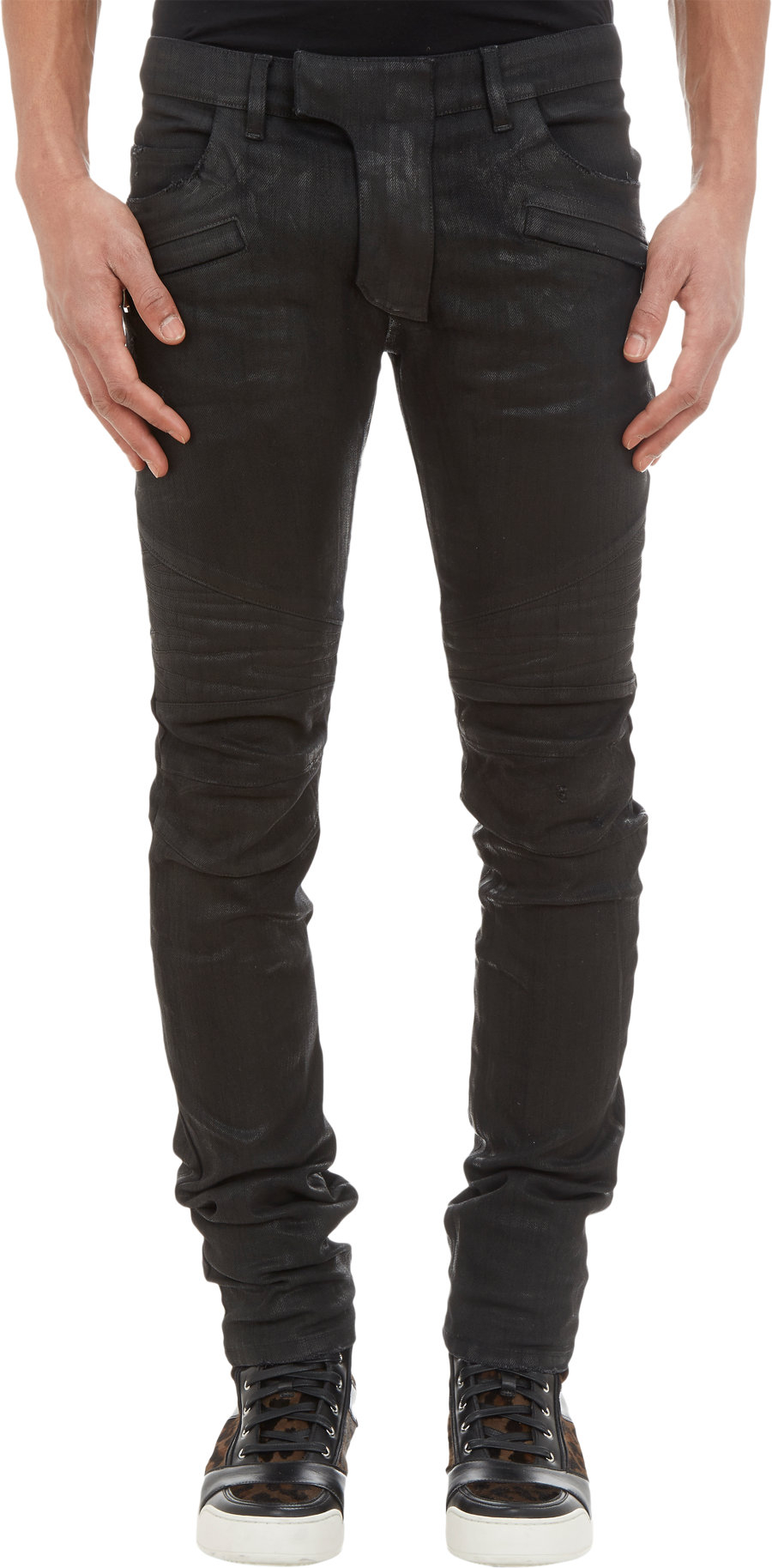 black biker jeans