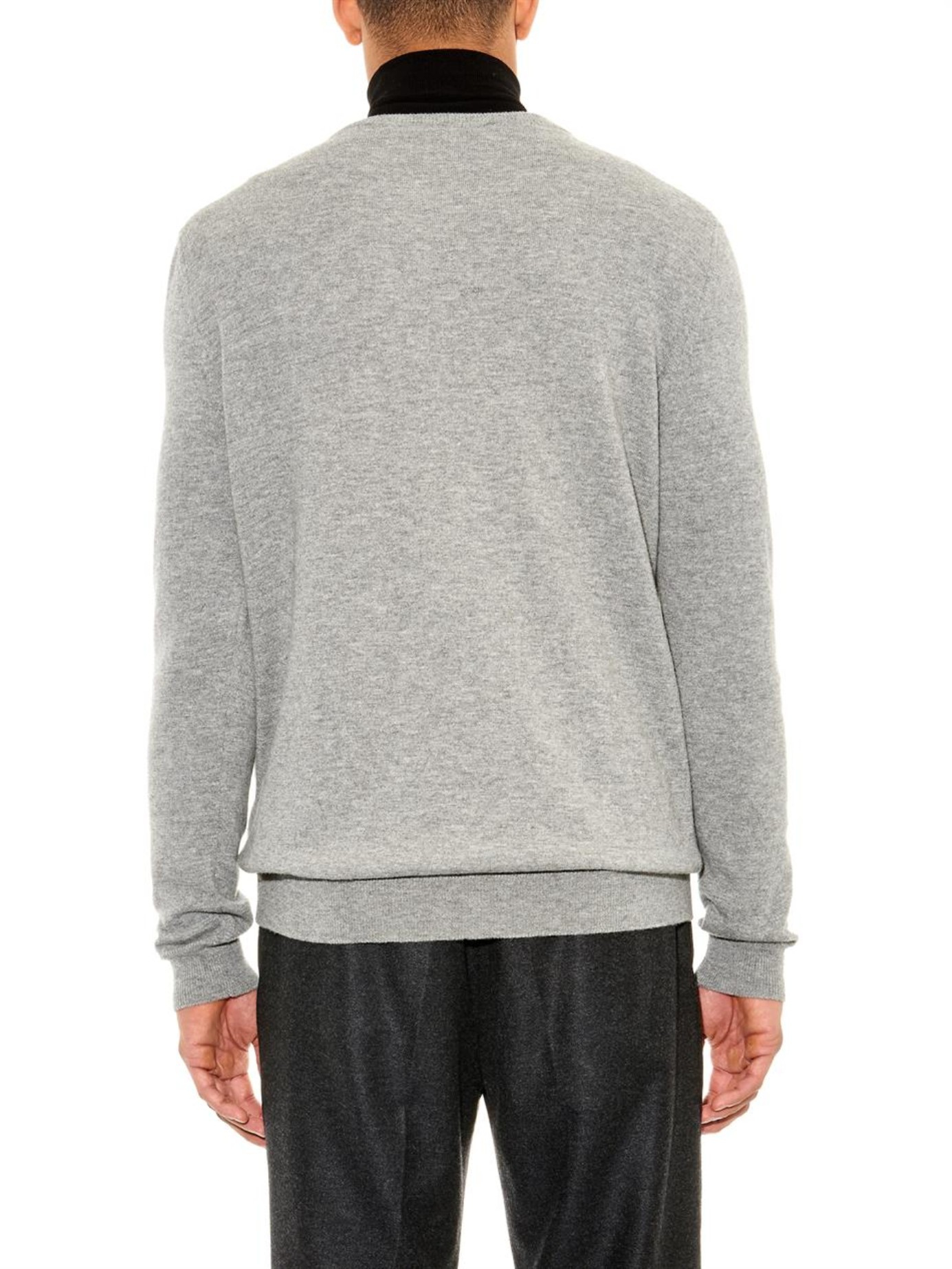 Lyst - Balenciaga V-Neck Wool Sweater in Gray for Men