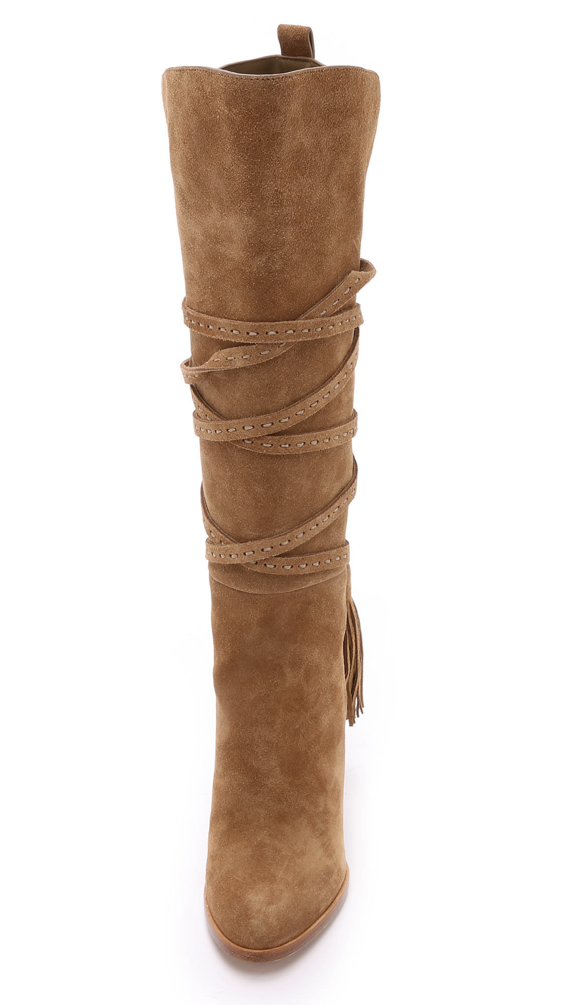 Lyst - Michael Kors Jessa Suede Wrap Boots - Camel in Natural