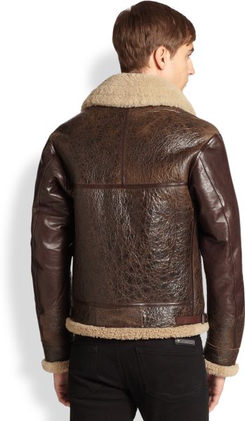 Burberry Brit Ormsby Leather Shearling Aviator Jacket in Brown for Men ...