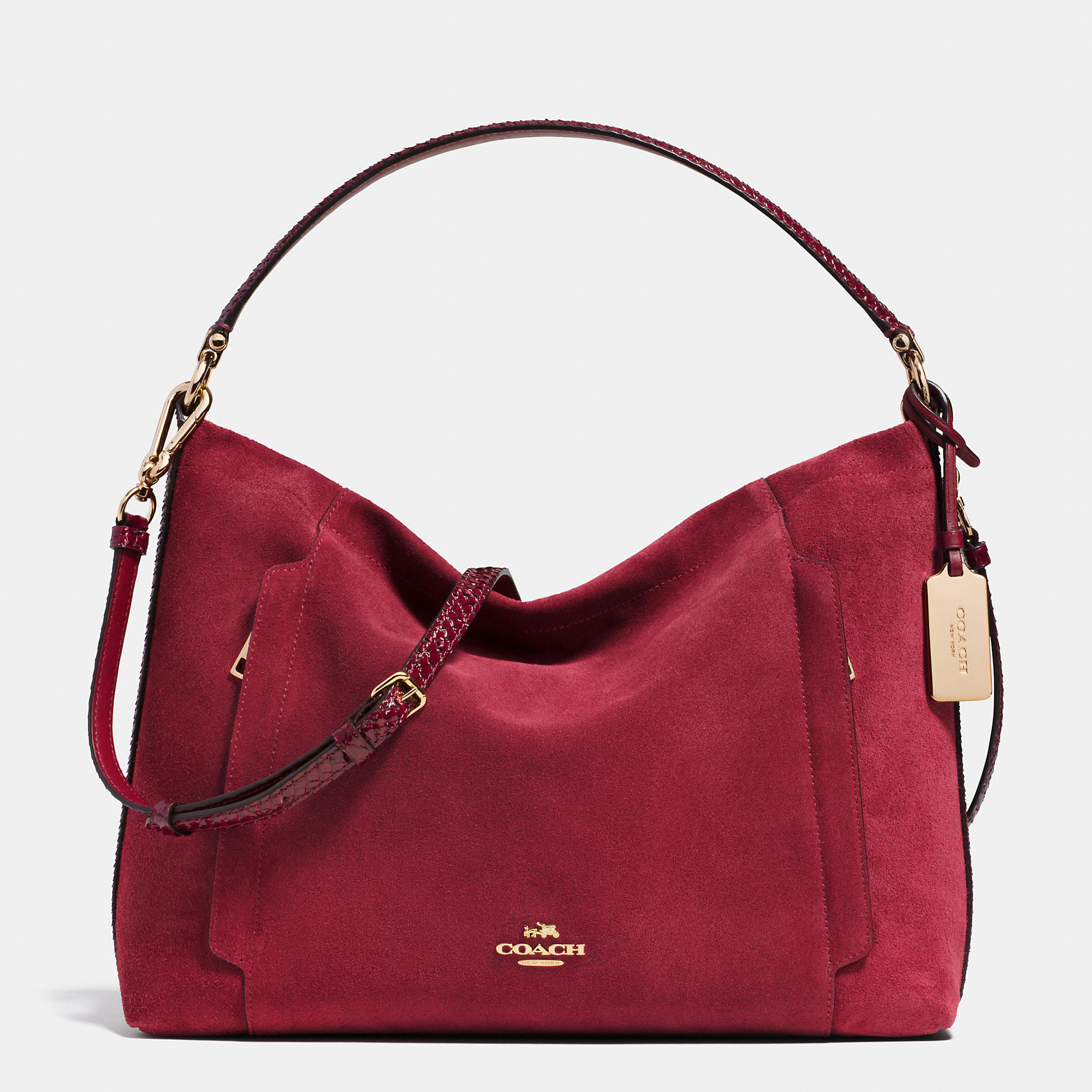 COACH Scout Hobo In Mixed Materials Suede in Red Lyst