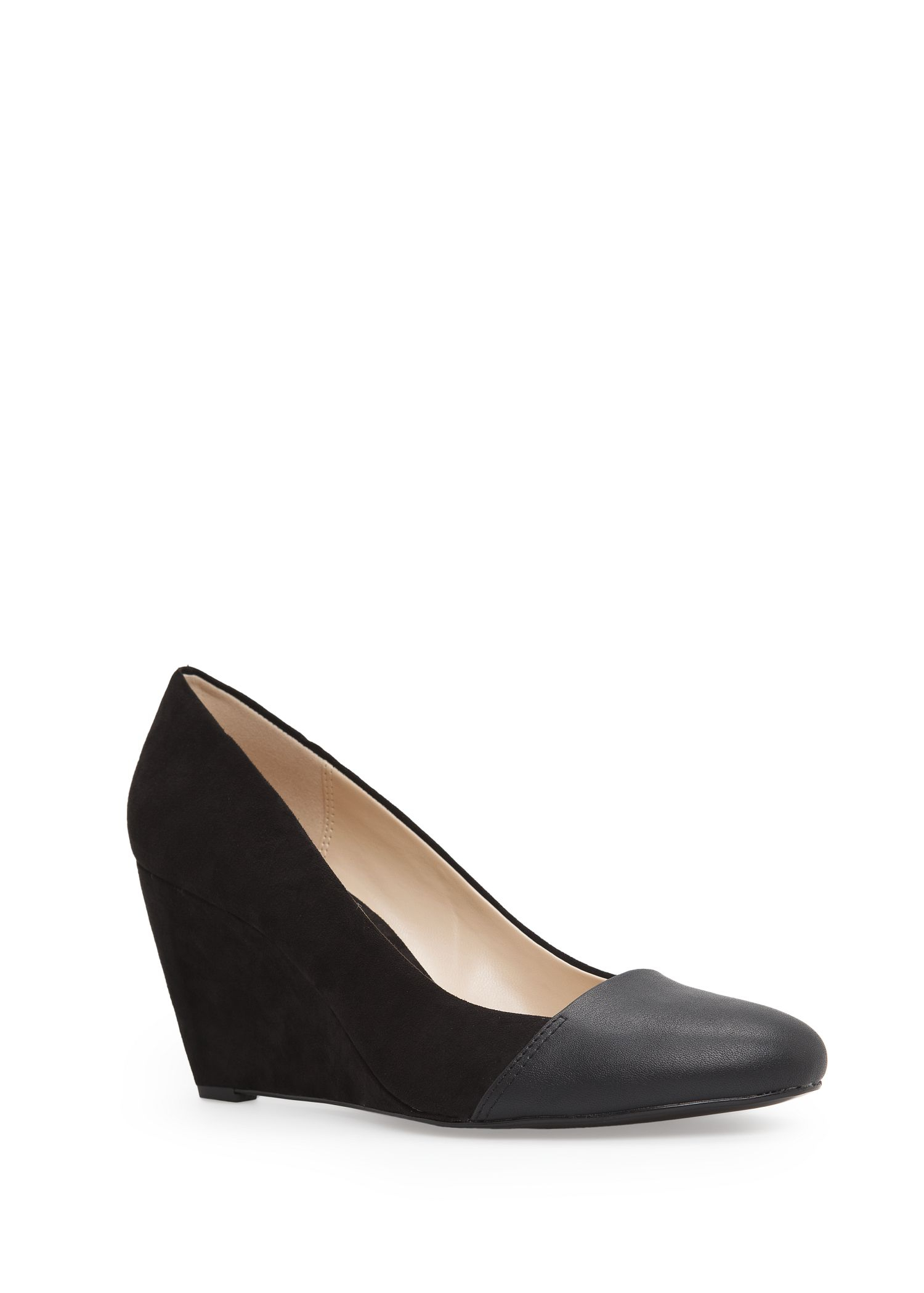 Lyst - Mango Faux Suede Wedge Shoes in Black