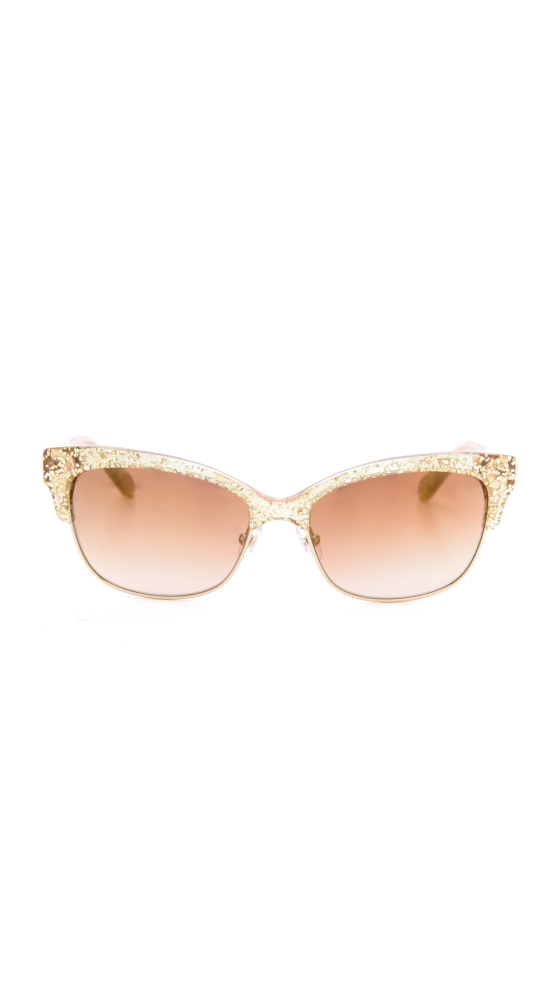 Kate Spade Shira Sunglasses Gold Glitter/Brown Shaded Gold in