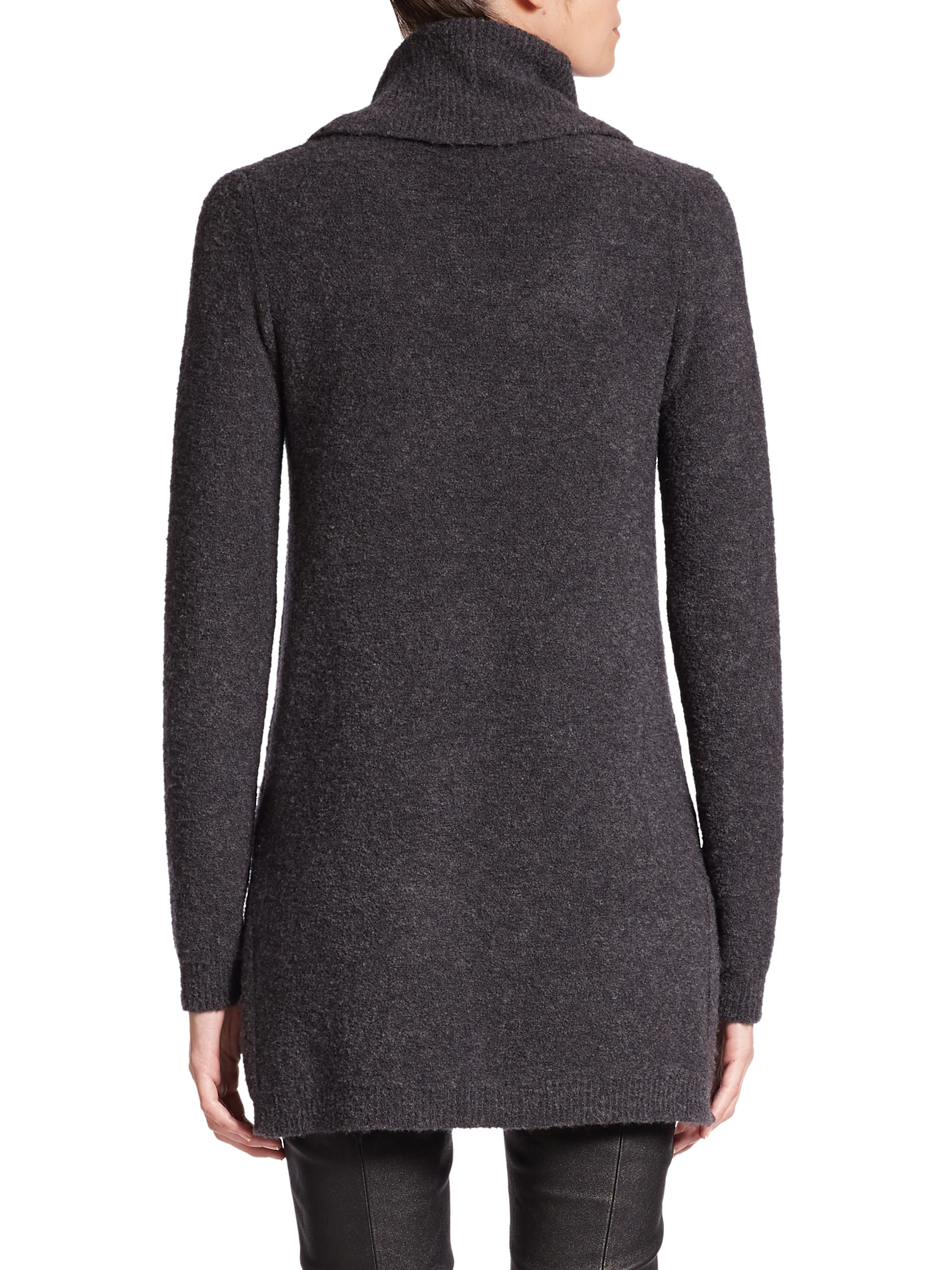 Lyst - St. John Bouclé-knit Turtleneck Sweater in Gray